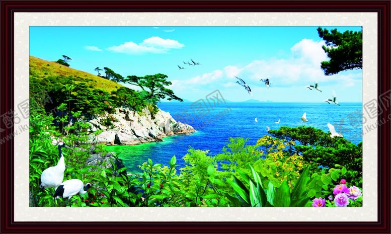 编号：85435110290259246566【酷图网】源文件下载-海南风景吉祥鹤画家装画