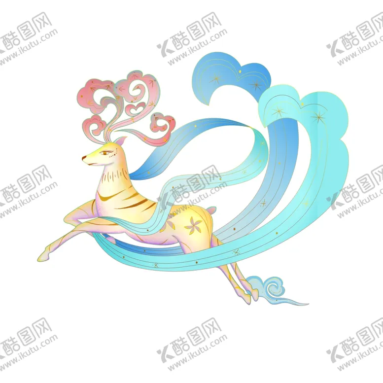 编号：21382901291911229970【酷图网】源文件下载-敦煌仙鹿九色鹿  