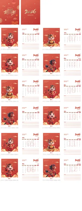 2026马年日历模板设计图