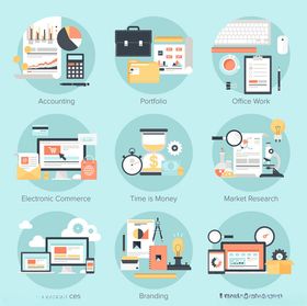 办公与生活场景插画元素