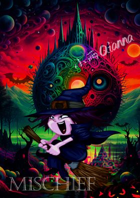 奇幻卡通场景中的神秘角色