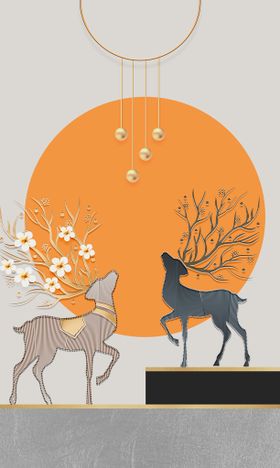 装饰画现代简约挂石来运转中式挂金箔