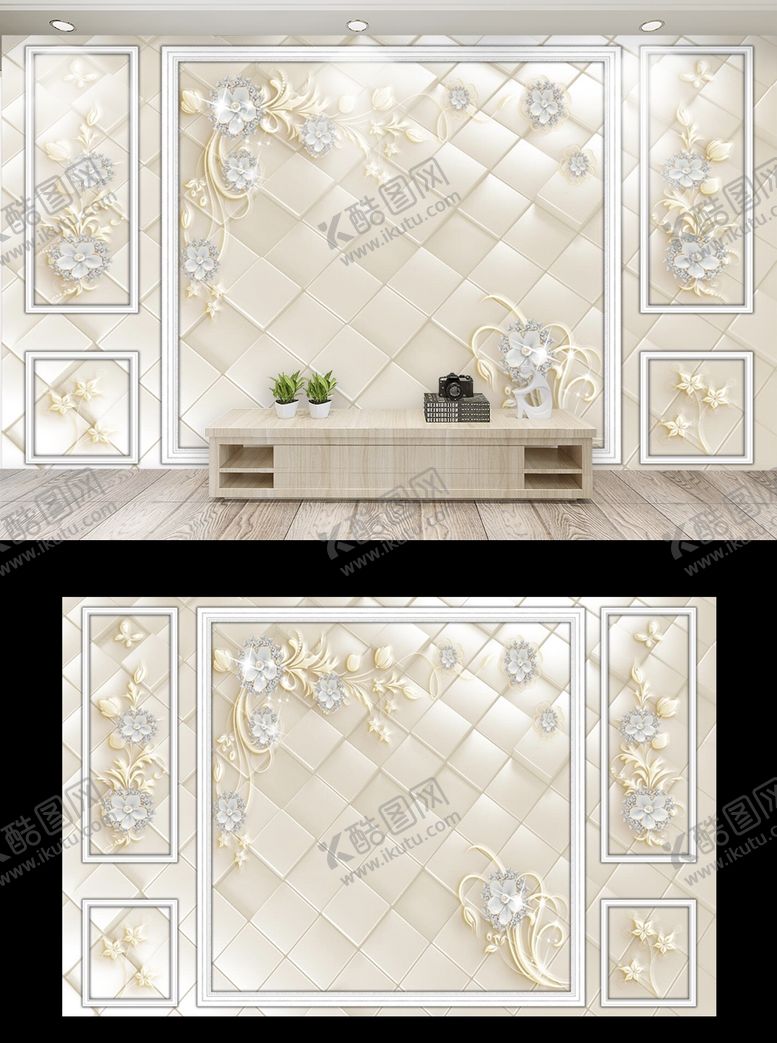 编号：78518010211408092873【酷图网】源文件下载-自带边框电视背景墙