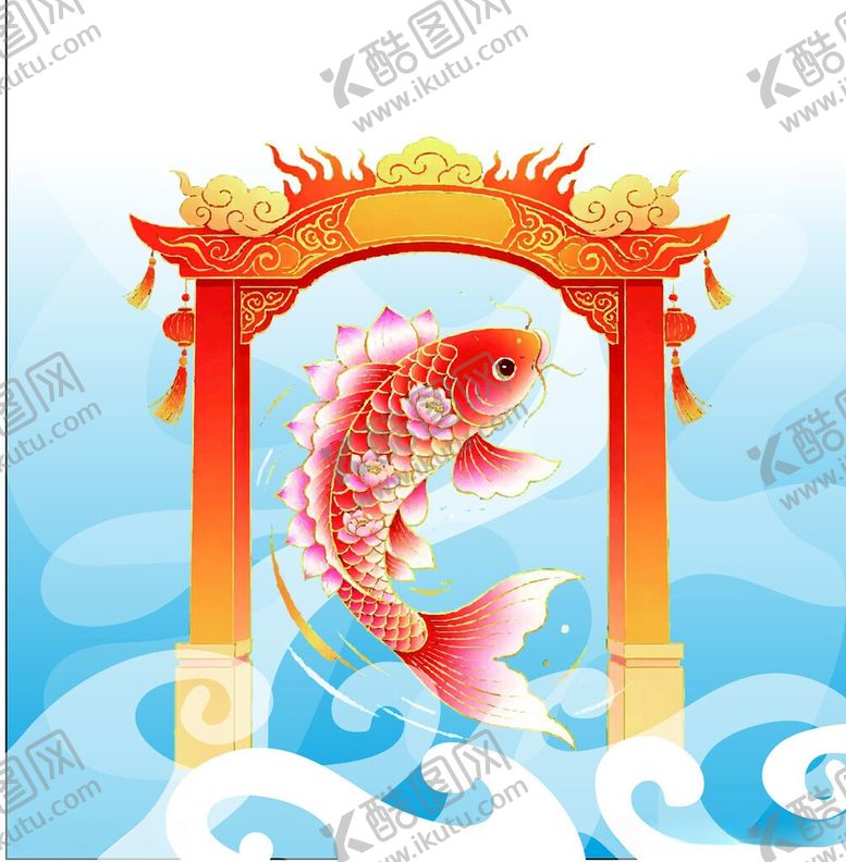 编号：76561906101444185495【酷图网】源文件下载-手绘矢量图卡通鲤鱼跳龙门