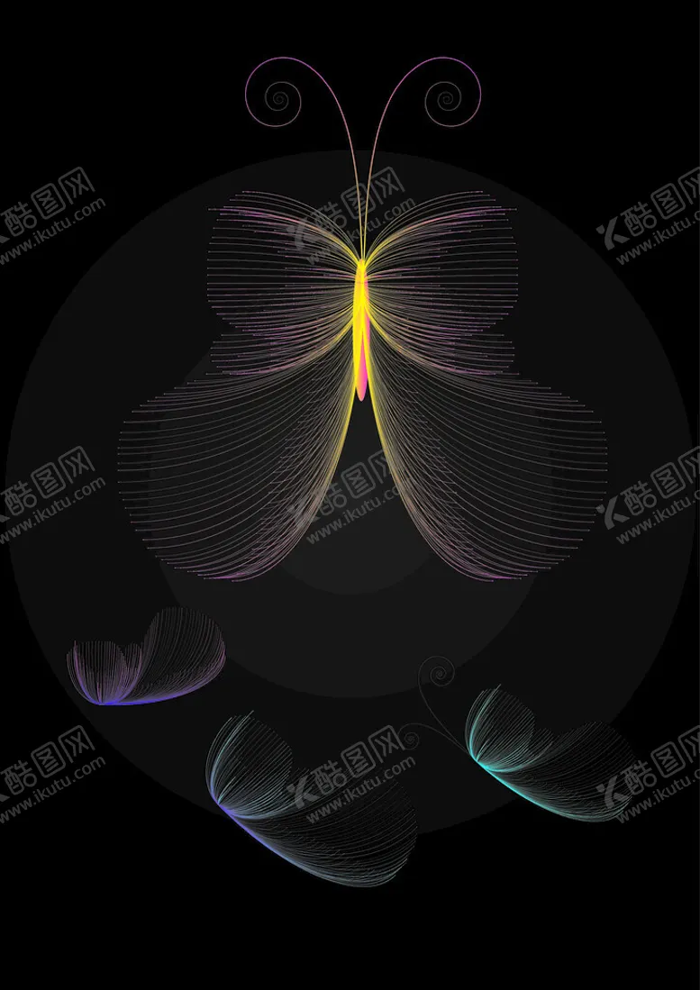 编号：54525001270125245597【酷图网】源文件下载-绚丽线条蝴蝶