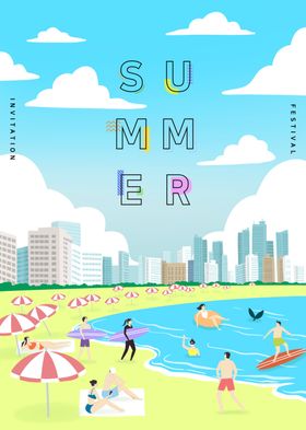 夏天海报伞盛促销吊旗单页
