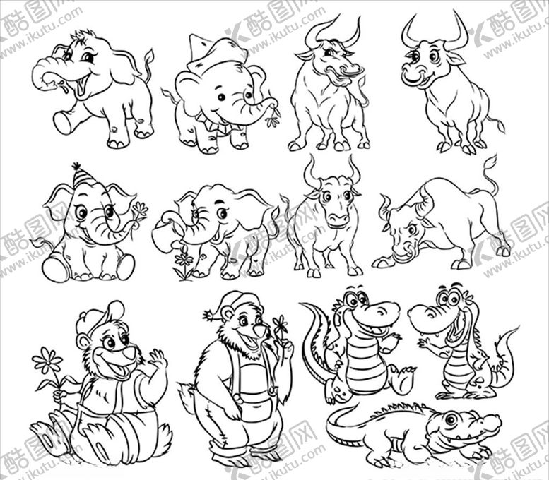 编号：92789910052113303881【酷图网】源文件下载-动物线描画