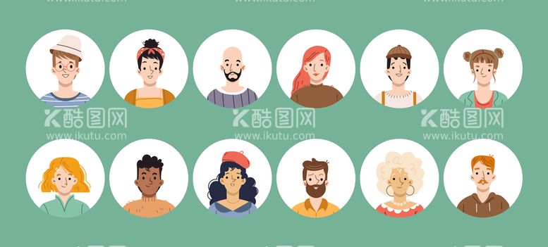 编号：97035209201928591873【酷图网】源文件下载-人物头像插画插图