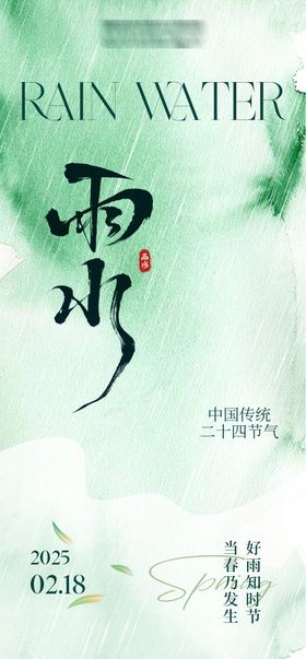 医美中国传统二十四节气雨水海报