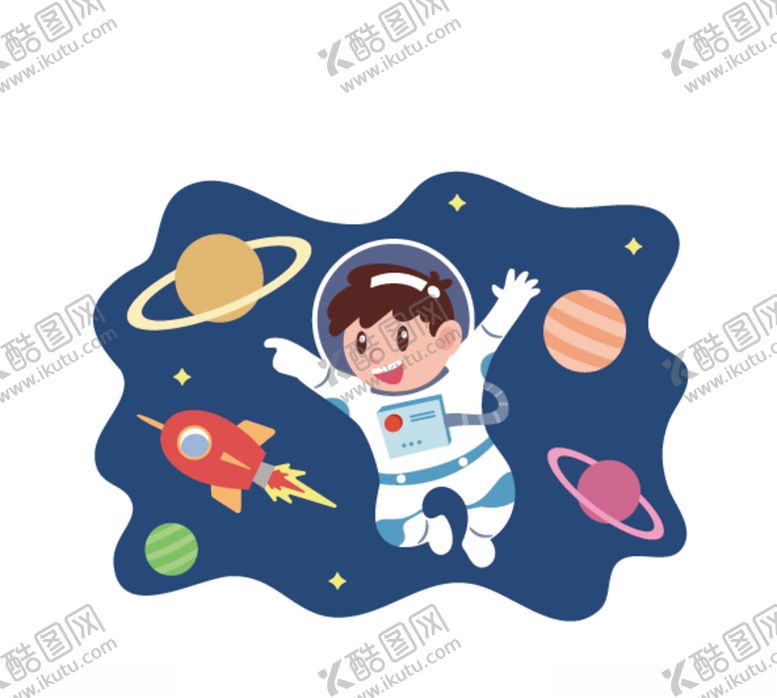 编号：91747105031815406787【酷图网】源文件下载-小宇航员梦想太空人卡通手绘矢量