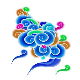 彩色祥云元素古典边框花边古典底纹