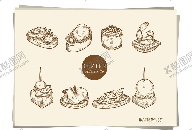 编号：37760709300551349757【酷图网】源文件下载-8款入点心手绘稿