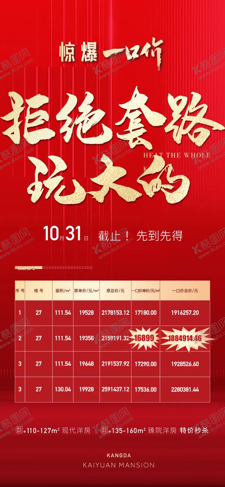 编号：77647004060813343168【酷图网】源文件下载-地产红色一口价特价房