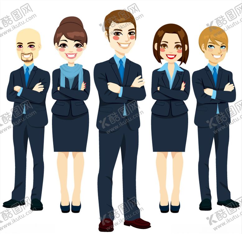 编号：34740409271329366068【酷图网】源文件下载-卡通商务团队人物矢量素材