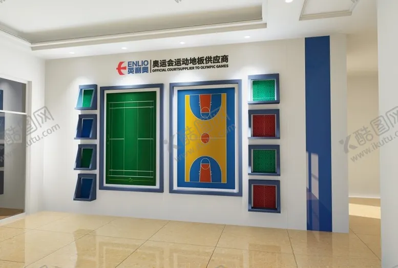 编号：86247602061526596888【酷图网】源文件下载-运动地板展示墙面效果图