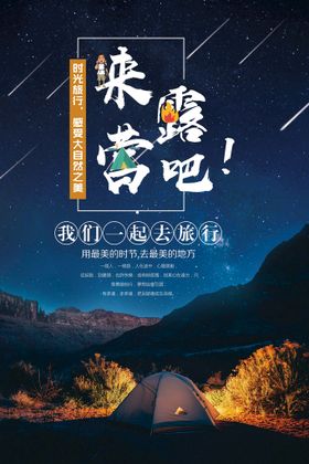 简约创意流星野外露营宣传海报