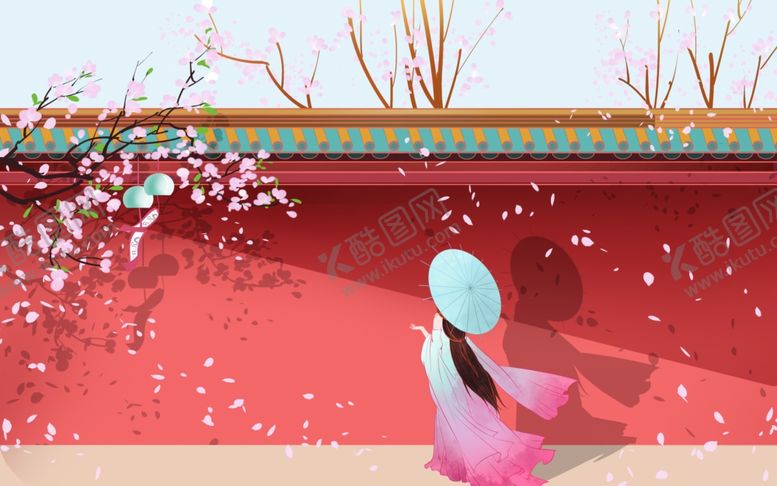 编号：90824210271635145362【酷图网】源文件下载-人物女性古风国风插画背景素材