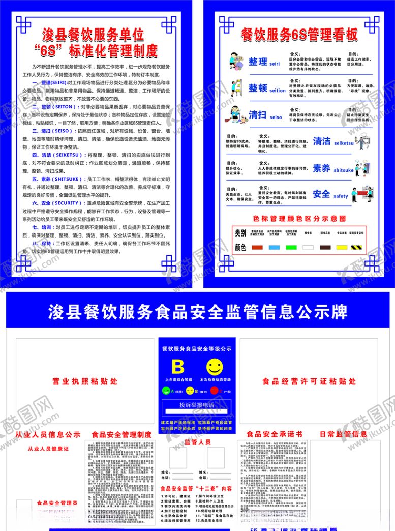 编号：83206604162224263983【酷图网】源文件下载-餐饮服务6S管理看板浚县餐饮服