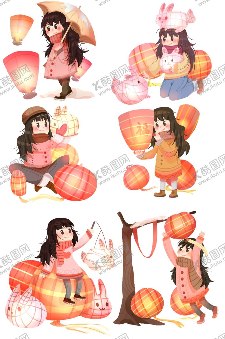 编号：47637209281711589612【酷图网】源文件下载-元宵节人物插画合集