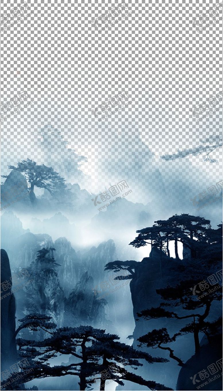 编号：66777405041300301489【酷图网】源文件下载-透明底山水画