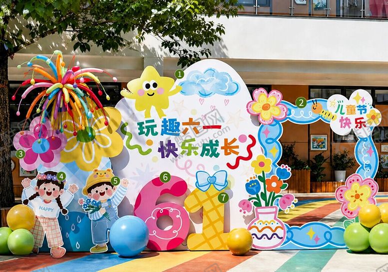 编号：99409105270849588059【酷图网】源文件下载-六一儿童节场景布置kt板背景墙