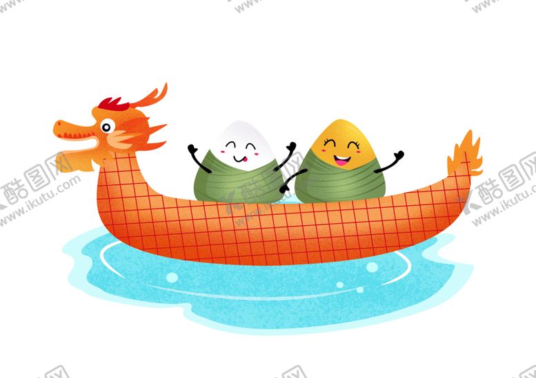 编号：55947509270201548068【酷图网】源文件下载-手绘端午节拟人化粽子开心乘龙舟