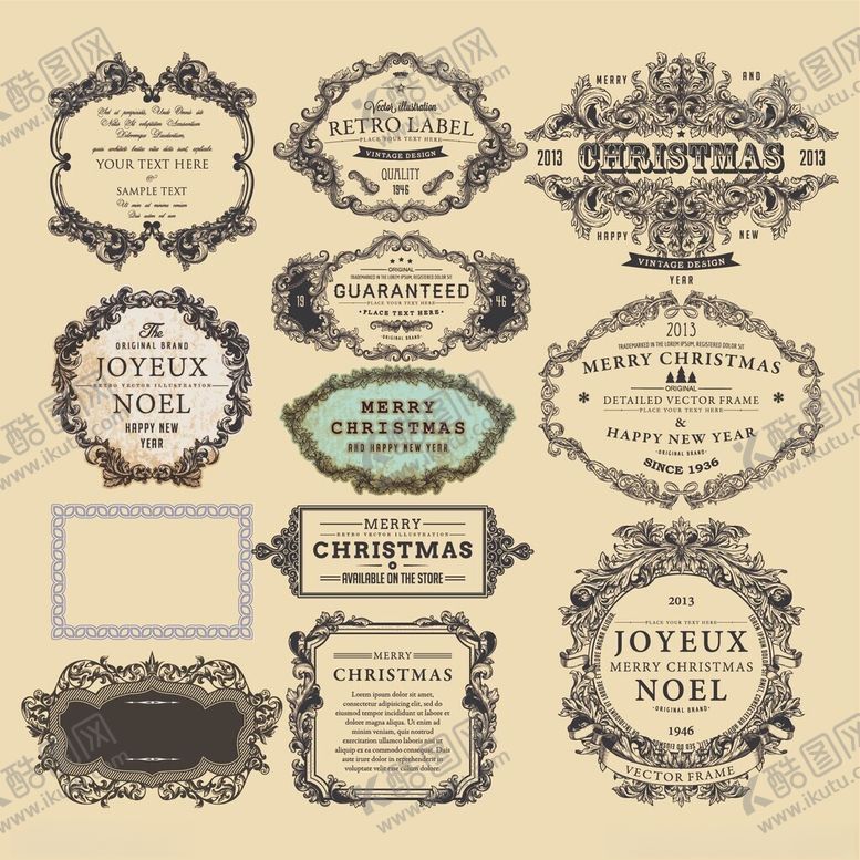 编号：33916704281333391624【酷图网】源文件下载-复古精美装饰性标签集合