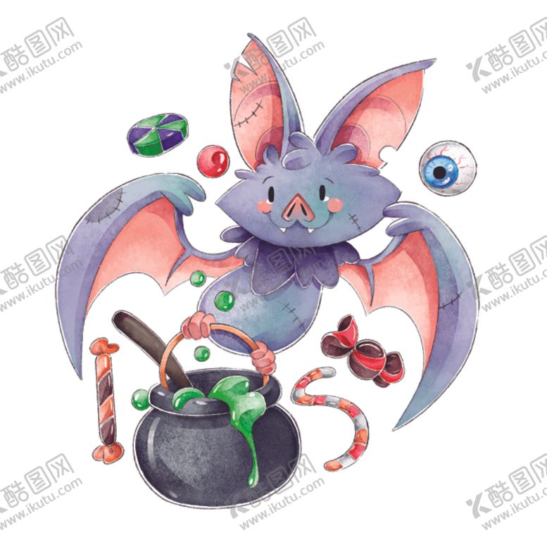 编号：67921810141519032325【酷图网】源文件下载-可爱魔法蝙蝠插画图案印花