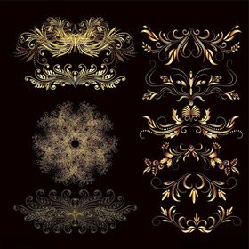 金色华丽复古装饰花纹集合