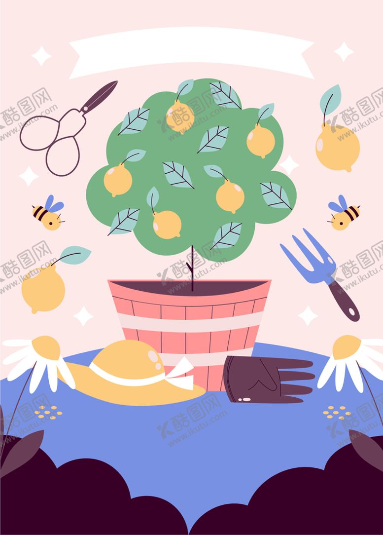 编号：63728410170039236560【酷图网】源文件下载-矢量盆栽插画
