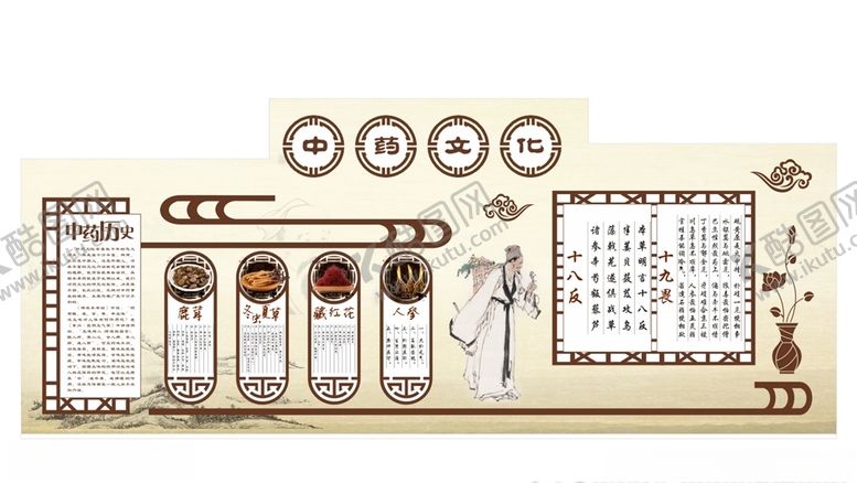 编号：60188109180816352018【酷图网】源文件下载-中药文化异形墙