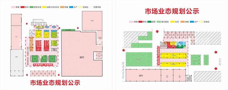 编号：94381911200659056879【酷图网】源文件下载-农贸市场业态规划公示平面图