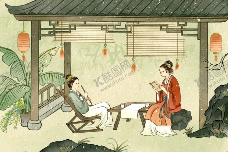 编号：79458010132115088733【酷图网】源文件下载-古亭中古人对坐品茶场景