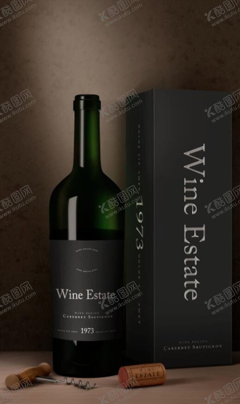 编号：32815609270924498085【酷图网】源文件下载-葡萄酒包装样机贴图