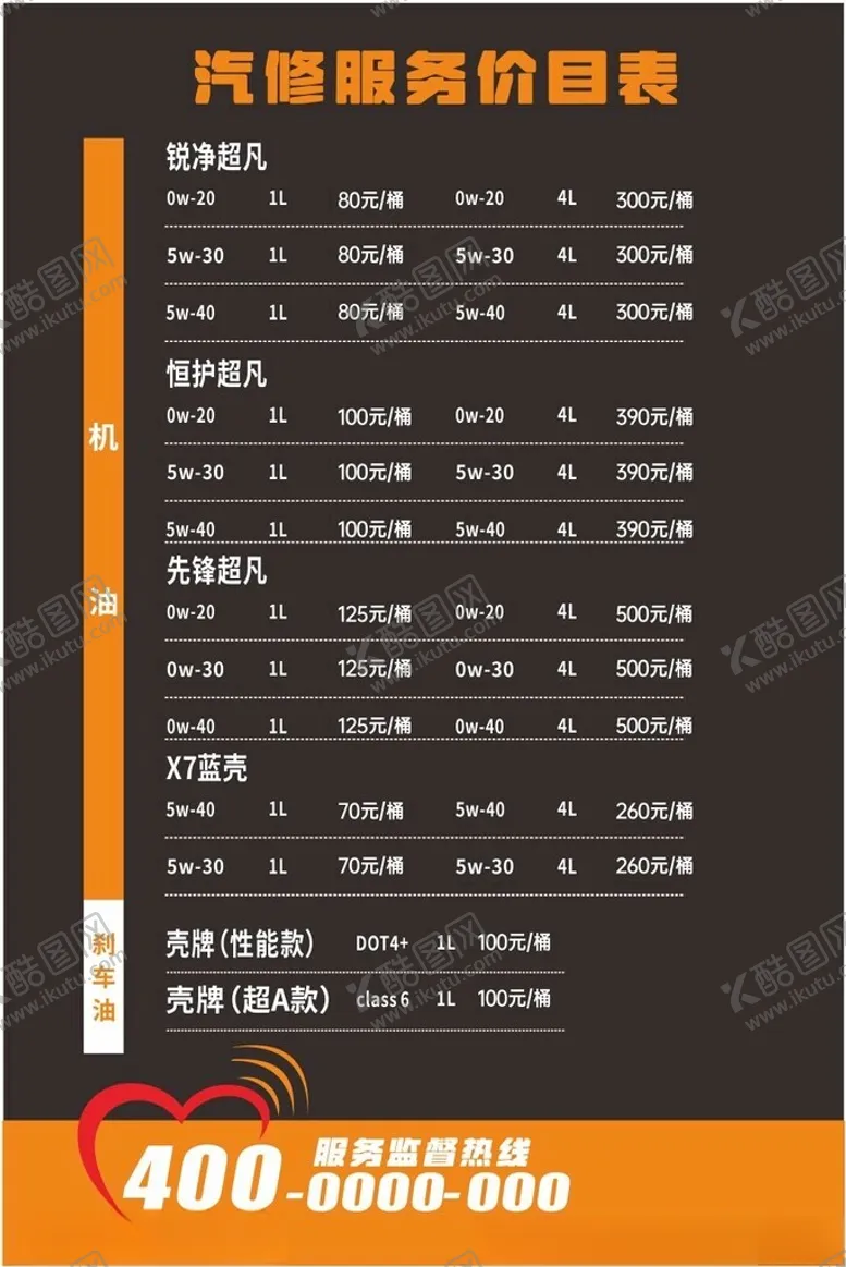 编号：71060312130717143866【酷图网】源文件下载-价目表
