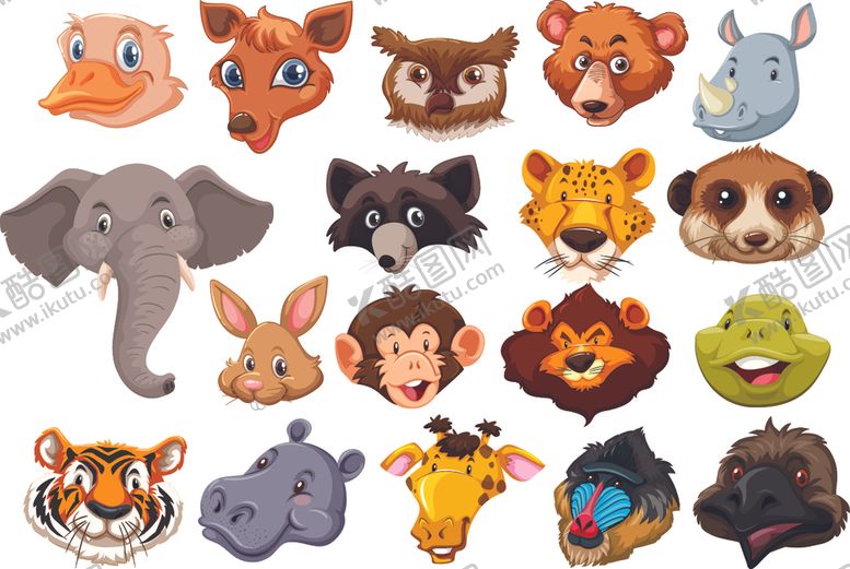 编号：60634709161614439848【酷图网】源文件下载-卡通动物头像