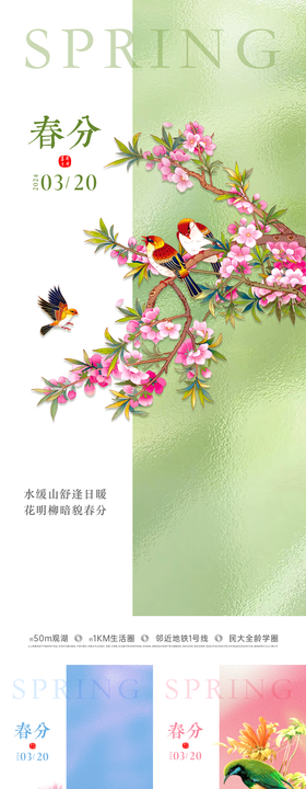 春分海报系列二十四节气植物清新