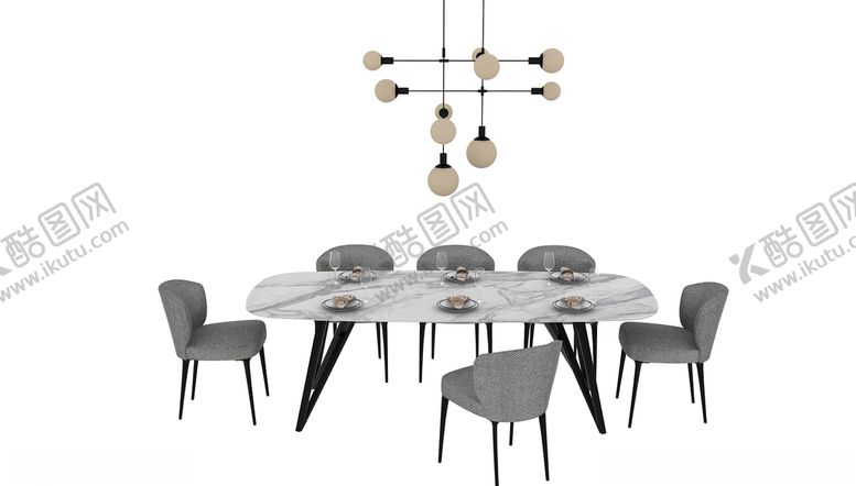 编号：44513110051522546886【酷图网】源文件下载-现代餐桌3d模型