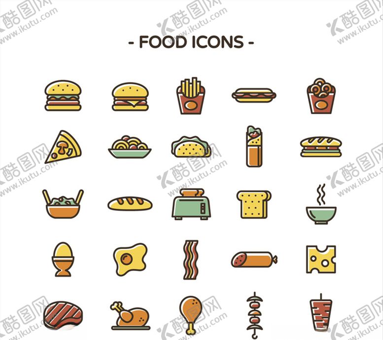 编号：12102410102230025614【酷图网】源文件下载-矢量快餐美食图标