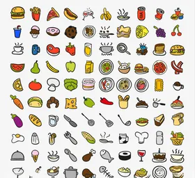 手绘厨房食品图标