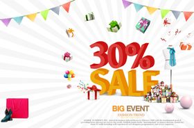 降价特价大折扣清新多彩活泼海报