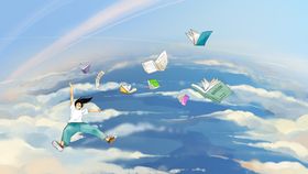 小清新简约创意海报图片文艺范天空插画艺术春天