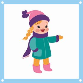 滑雪的小女孩卡通矢量图