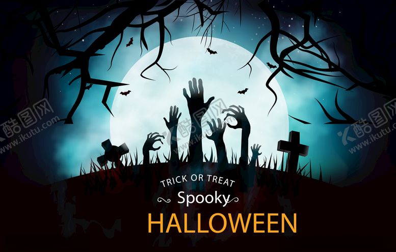 编号：75410610050112475424【酷图网】源文件下载-万圣节鬼怪蝙蝠