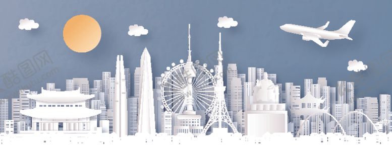 编号：83548310101500474708【酷图网】源文件下载-城市剪纸插画