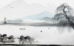 新中式水墨山水画