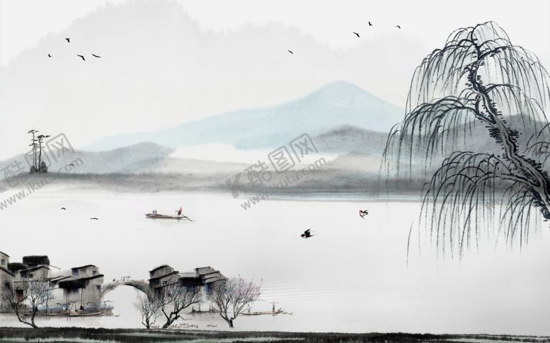 编号：30737606271847292916【酷图网】源文件下载-新中式水墨山水画