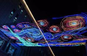户外长廊天幕亮化灯光美陈厂铭星