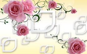 现代简约背景墙玄关牡丹花