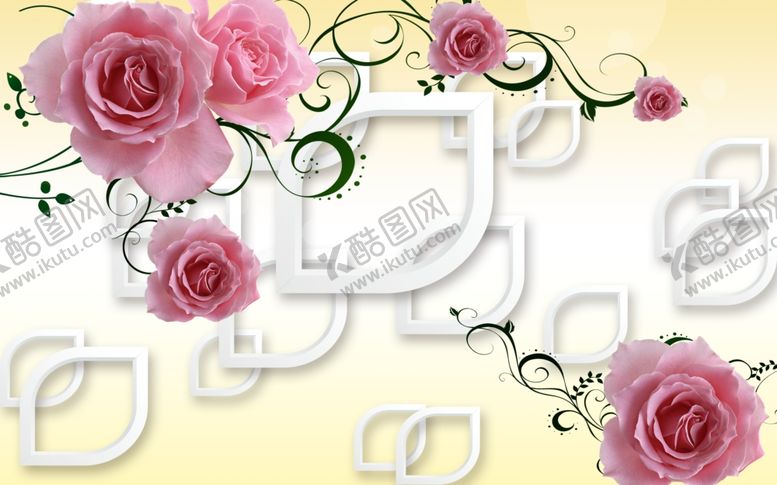 编号：85580209250555183359【酷图网】源文件下载-现代简约背景墙牡丹花